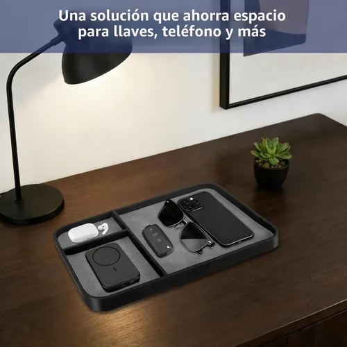 Vista 3 de SITHON Bandeja de valet, organizador de moda, soporte multifuncional para Negro