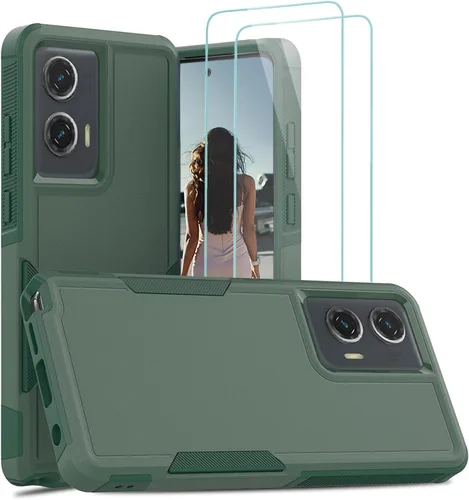Vista 70 de Jeylly para Moto G Stylus 5G 2021 Funda con [2 Pack] Protector de Pantalla de Vidrio Templado, Protección Grado Militar Anti-Arañazos, Funda A