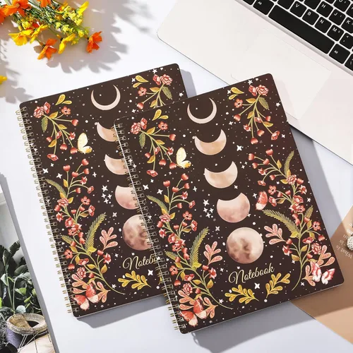 Vista 2 de Cuaderno de espiral - Cuadernos con encuadernación en espiral con bolsillo trasero, diario rayado, cuaderno de espiral para mujeres, 8.5" x 10.5