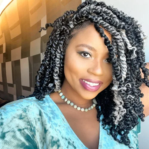Vista 7 de TOYOTRESS Tiana Passion Twist Hair – 6 pulgadas, 2 piezas de trenzas de ganchillo pretrenzadas color negro natural, extensiones de cabello sintético