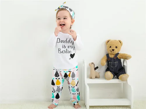 Vista 4 de KuKitty Conjunto de 3 piezas de camiseta de manga larga y pantalones de flores con diadema