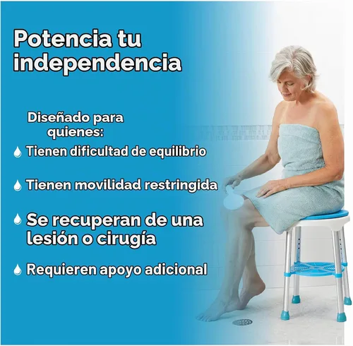 Vista 7 de Carex Taburete de baño y taburete de bañera giratorio fácil – Taburete de ducha, asiento de baño giratorio ajustable y silla de ducha para ancianos