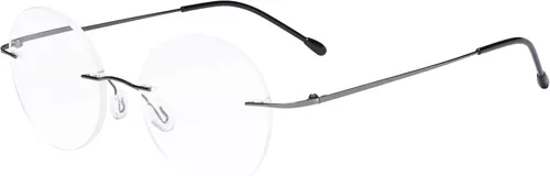 Vista 20 de Eyekepper Paquete de 3 lentes de lectura redondos de metal sin montura para mujeres y hombres, lectores circulares sin marco (azul/rojo/púrpura) +
