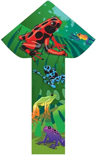 Vista 2 de WindNSun Breezyfliers - Cometa de 42 pulgadas, cola, mango, línea incluida (ranas de dardos)