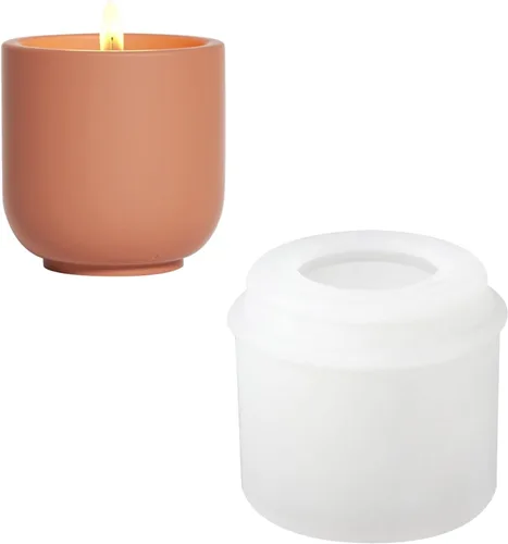 Vista 8 de Nórdico Simple Estilo Cemento Vela Tarro Molde de Silicona Molde de Contenedor de Vela de Concreto Recipiente de Decoración para el Hogar