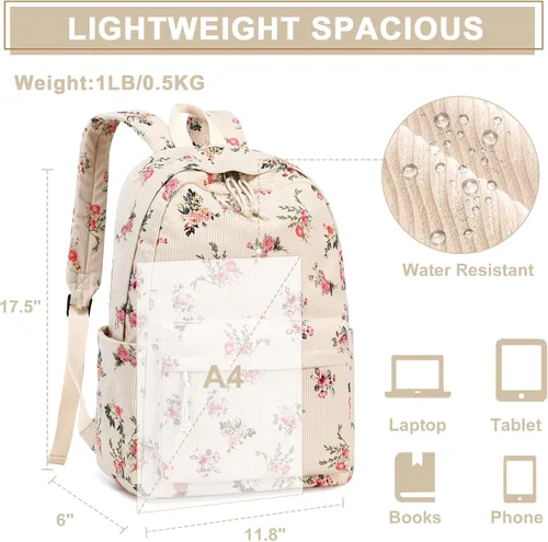 Vista 6 de BLUBOON mochila escolar para adolescentes, niñas y niños, con lonchera y estuche para lápices