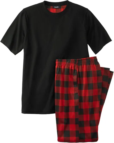 Vista 13 de KingSize Conjunto de pijama a cuadros de punto de jersey grande y alto para hombre Cuadros búfalo negro