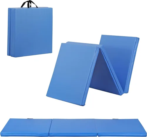 Vista 12 de Alfombrilla de gimnasia plegable portátil de tres pliegues de 6 x 2 pies, extra gruesa, de espuma, aeróbicos, yoga, artes marciales, artes