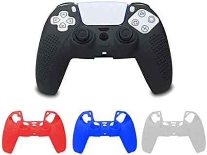 Vista 5 de Funda protectora de silicona antideslizante con tapa de joystick para PlayStation 5 PS5 Controller Gamepad (negro)