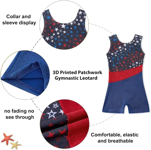 Vista 6 de UNICOMIDEA Ropa de gimnasia para niñas, sin mangas, leotardos de gimnasia para niños, traje de gimnasia para niños de 3 a 10 años, unitardos