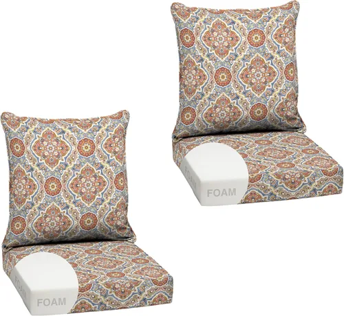 Vista 36 de Arden - Juego de cojines de asiento profundo para exteriores, espuma, 24x24, azulejos Alana
