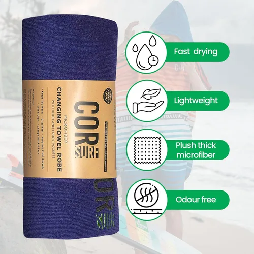 Vista 9 de COR Surf - Poncho de toalla de cambio con capucha y bolsillo delantero Toalla gruesa de microfibra de secado rápido Fits Teens & Petite Adults