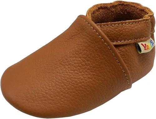 Vista 7 de YALION - Mocasines de cuero suave para bebés, niños y niñas, para gatear y dar sus primeros pasos