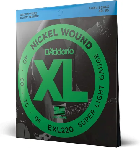 Vista 20 de D'Addario Cuerdas para Bajo Eléctrico, XL Níquel, EXL170M, Calibre Regular Ligero 45-100, Escala Media, Juego de 4 Cuerdas, Paquete de 1