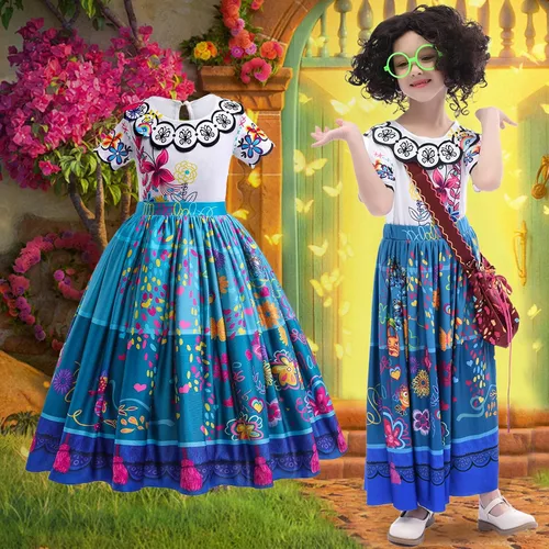 Vista 7 de Encanto Costume Dress For Girls Kids Princess Dress Up Clothes For Halloween Cosplay Birthdays As Girls Outfits Gifts