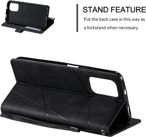 Vista 5 de Funda para Xiaomi Redmi Note 10 4G Funda de cuero, Funda para Xiaomi Redmi Note 10s Caso,Funda para Xiaomi Redmi Note 10 4G M2101K7AG M2101K7I Negro