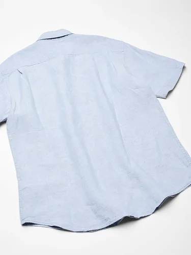 Vista 5 de Tienda Essentials Camisa de lino de manga corta ajustada para hombre