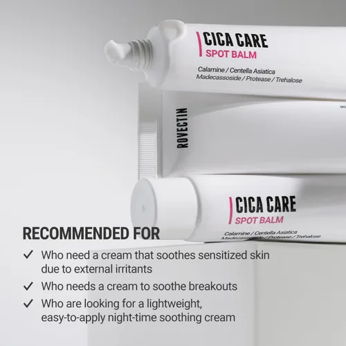 Vista 3 de ROVECTIN Cica Care - Bálsamo facial para aliviar el enrojecimiento inmediato para piel sensible y propensa al acné, manchas, reducción de cicatrices