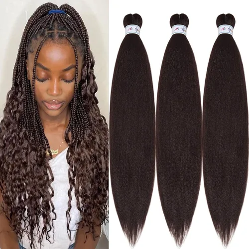 Vista 41 de Pelo trenzado corto 1B negro preestirado Extensiones de pelo trenzado para niños para trenzas de caja sin nudos, pelo trenzado preestirado de 16