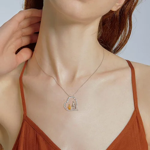 Vista 6 de Dreamboat Crystal Penguin Necklace for Women 925 Sterling Silver Crystal Necklace Heart Mother Daughter Necklace Animal Penguin Jewelry Penguin