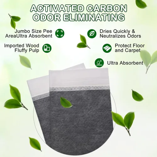 Vista 3 de 30 almohadillas de carbón extra grandes de 31 x 47 pulgadas, con control de olor, superabsorbentes, almohadillas desechables gruesas para orinal