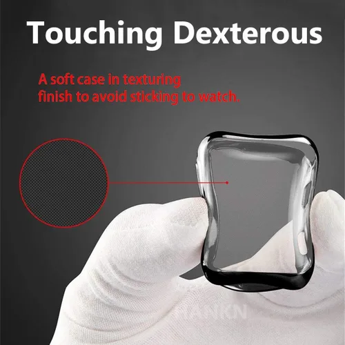 Vista 2 de Paquete de 4 fundas compatibles con Apple Watch Series 9/8/7 – protector de pantalla de 1.614 pulgadas, TPU suave, cobertura completa, chapada, a