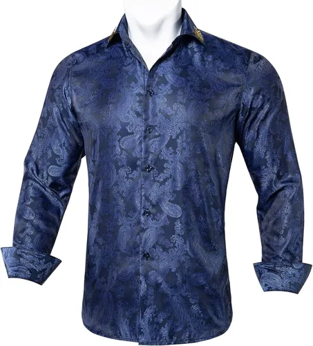 Vista 2 de DiBanGu Camisa de vestir de manga larga con botones para hombre, estilo casual, ajuste regular