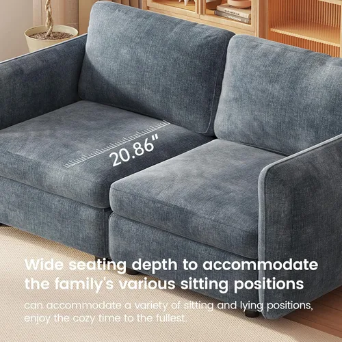 Vista 5 de Guyii Sofá Loveseat grande de 2 piezas, moderno asiento doble con cojines profundos, sofá convertible de 2 plazas para sala de estar, espacio