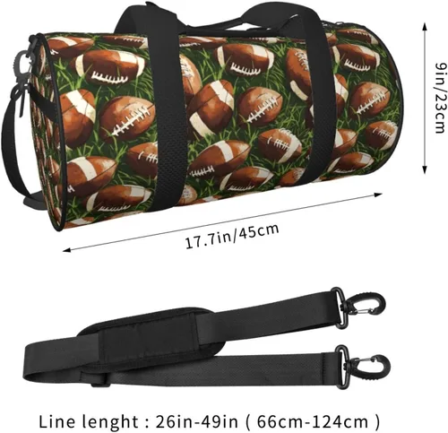 Vista 2 de Large Duffle Bag for Travel - Retro American Football Print Gym Bag for Women Men, Travel Foldable Bags for Women Men with Zippered Multiple Pockets