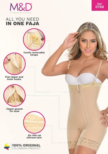 Vista 4 de M&D 0766 Body Shaper de Cuerpo Completo Fajas Levanta Cola Colombianas