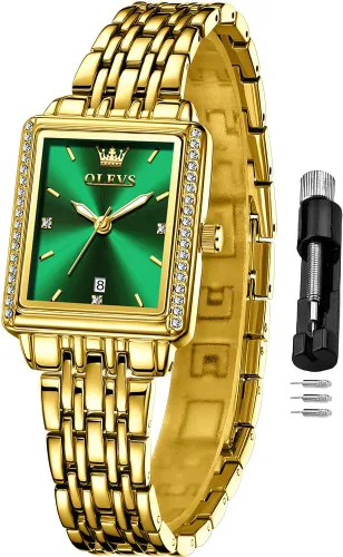 Vista 9 de OLEVS Women Watches Business Dress Square Female Watches for Ladies Stainless Steel Waterproof Luminous Wrist Watch for Women