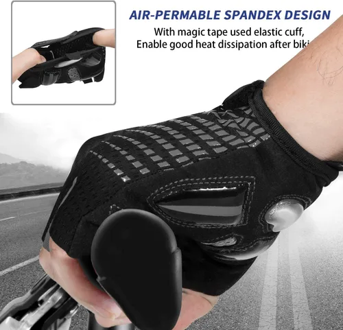 Vista 5 de Guantes de ciclismo para hombres y mujeres, antideslizantes, transpirables, almohadillas de gel de 0.197 pulgadas, guantes de bicicleta de carretera