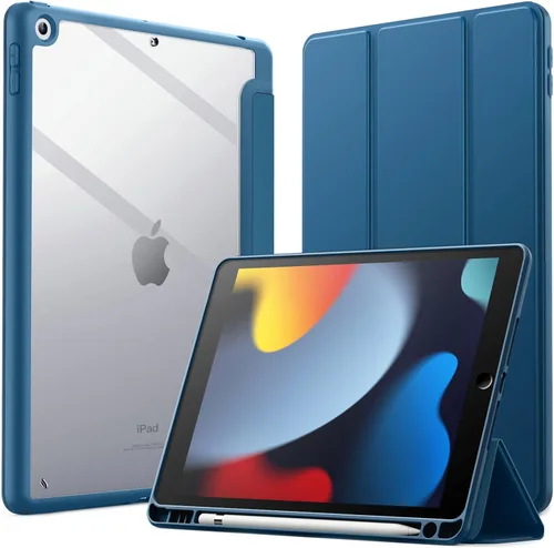 Vista 12 de JETech Funda para iPad de 10.2 pulgadas (9ª/8ª/7ª generación, 2021/2020/2019) con soporte para lápices, carcasa trasera transparente, soporte