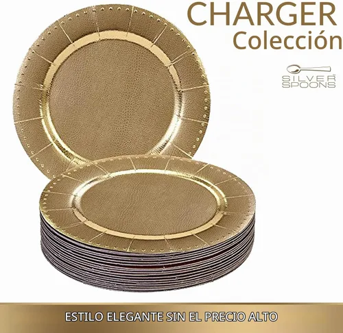 Vista 6 de Placas de cargador de cucharas de plata Dorado