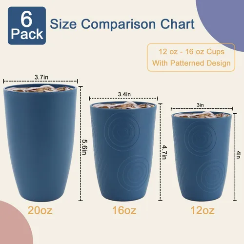 Vista 8 de Vasos de paja de trigo de 16 onzas, vasos de plástico