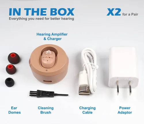Vista 6 de Audífonos recargables para personas mayores y adultos, amplificador digital grande, fácil manejo para personas mayores y cómodos en el oído, más