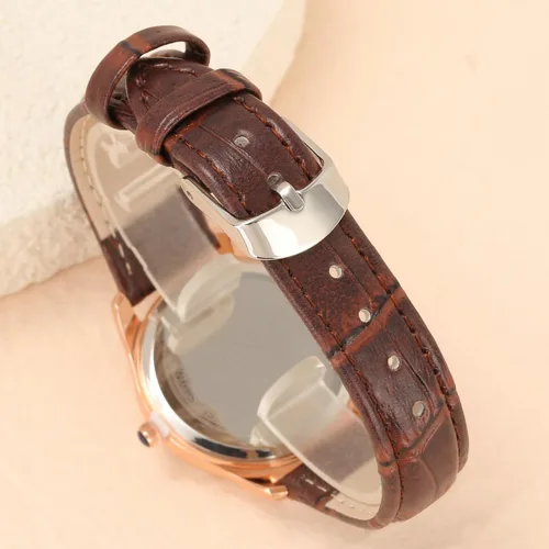 Vista 5 de Top Plaza Reloj clásico con correa de cuero para mujer, números arábigos, fácil de leer, relojes de vestir para mujer