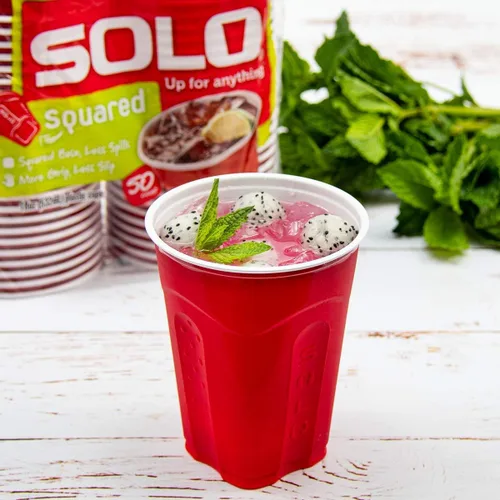 Vista 5 de SOLO Cup Company Red Squared Plastic Party, 18 onzas, 200 unidades, 50 unidades (paquete de 4)