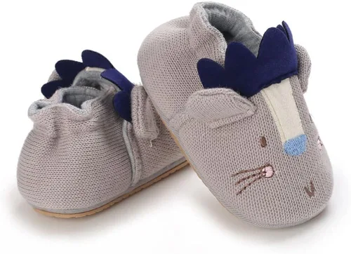 Vista 2 de KKIIDDSS Zapatos de punto para recién nacidos, para niños y niñas, con suela antideslizante suave, para cuna, para niños pequeños, zapatos