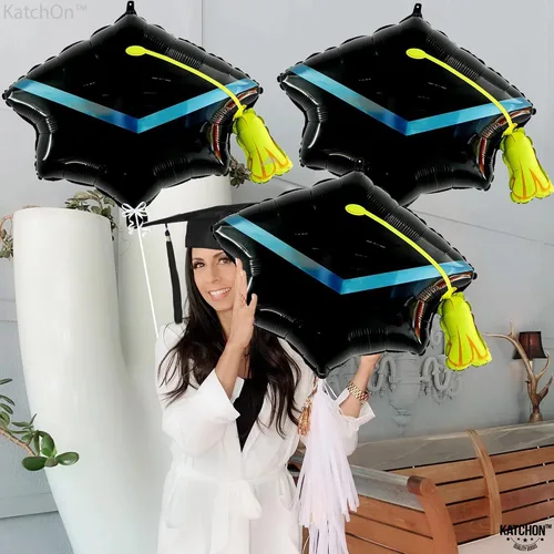 Vista 8 de Decoraciones de graduación 2026 Globo grande de graduación – 22 pulgadas, paquete de 4 Globos de graduación, sombrero de graduación
