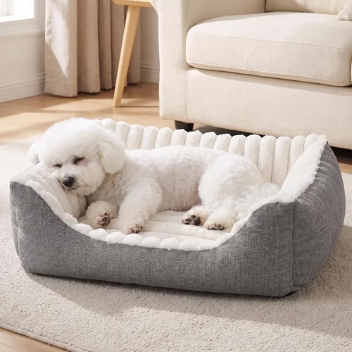 Vista 18 de Avont Dog Bed for Small Pets, Plush Foam, Washable, Low Entry, Grey
