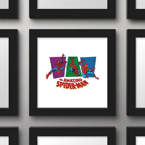 Vista 2 de Trends International Gallery Pops Marvel Spider-Man - Foco retro increíble Spider-Man 3 paneles de arte de pared, 12.00 x 12.00 pulgadas, versión