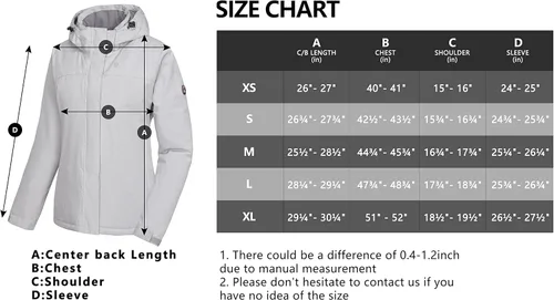 Vista 8 de Little Donkey Andy Chaqueta impermeable de esquí y snowboard para mujer, abrigo cálido resistente al viento con capucha desmontable
