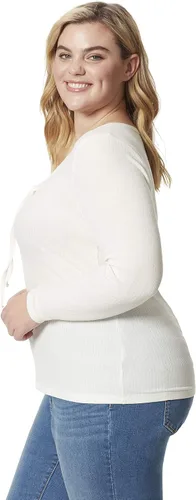 Vista 2 de Jessica Simpson Camiseta de encaje con cuello redondo para mujer, talla grande