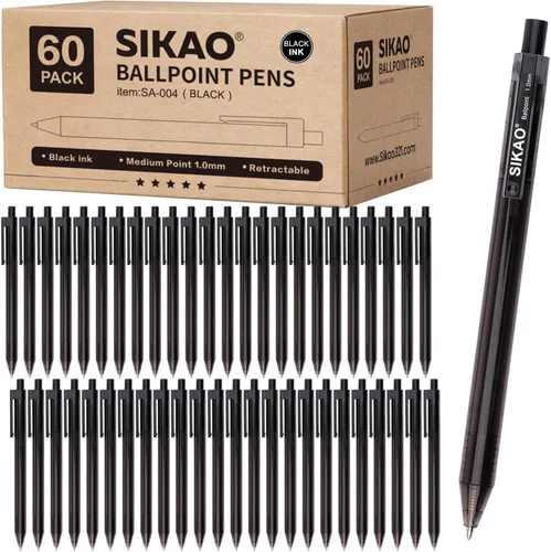 Vista 9 de Bolígrafos de Gel Negro a Granel, Juego de 60 Bolígrafos de Gel Negro Retráctiles, Punta Fina de 0.7mm, Escritura Suave y Sin Manchas para Oficina