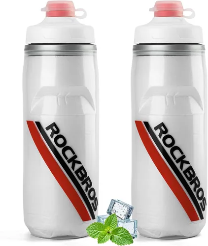 Vista 10 de ROCKBROS Botella de agua para bicicleta de 21 onzas, botella de agua para bicicleta para 5 horas de aislamiento, botella de agua deportiva Negro