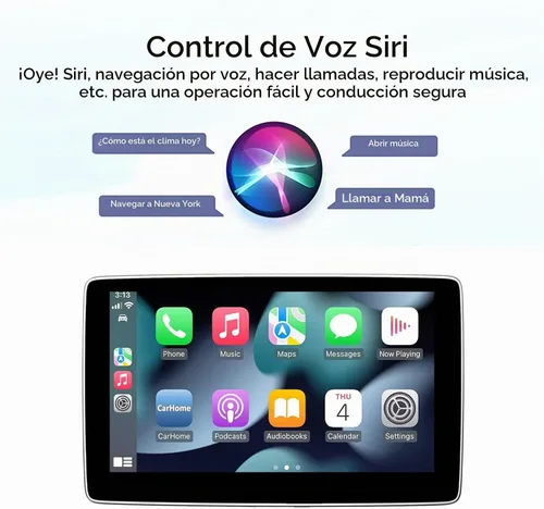 Vista 5 de Pantalla portátil de 7 pulgadas para Apple Carplay y Android Auto para coche, Apple CarPlay Dash Mount Pantalla de coche