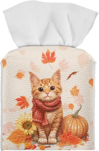 Vista 18 de Lindas decoraciones de ajolote con estampado de animales, caja de pañuelos de cuero, soporte de Navidad, organizador de papel de seda impermeable
