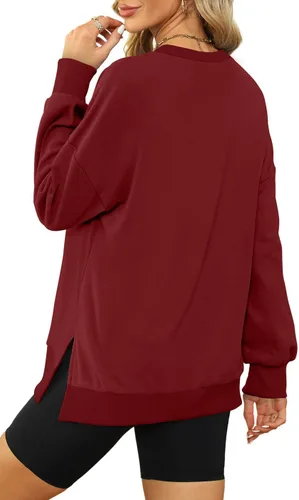 Vista 3 de XIEERDUO Sudaderas de gran tamaño para mujer, estilo casual, cuello redondo, manga larga, cómodas