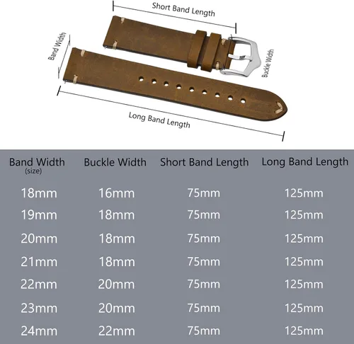 Vista 9 de BISONSTRAP Correas de reloj para hombre, correas de reloj de cuero cosidas a mano, liberación rápida, 0.709 in, 0.748 in, 0.787 in, 0.827 in, 0.866